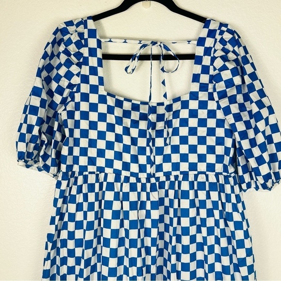 En Saison Check Print Tiered Cotton Midi Dress size M - Picture 9 of 9